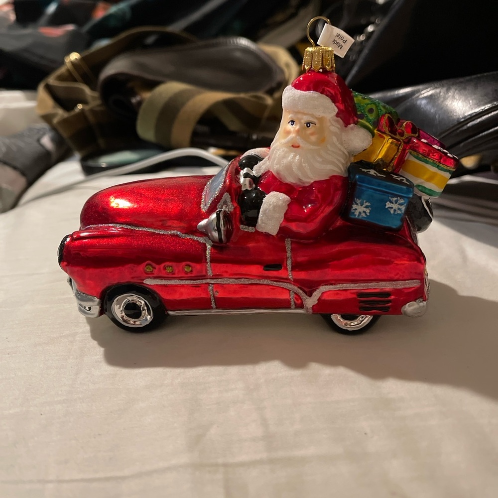 The Huras Family Santa in Oldsmobile Driving Red Car Ornament NWT - Picture 2 of 4